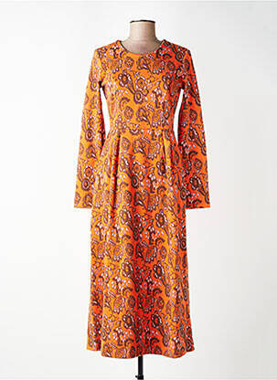 Rochie lungă mâneci lungi mâneci lungi portocalie WOW TO GO femeie