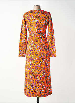 Rochie lungă mâneci lungi mâneci lungi portocalie WOW TO GO femeie