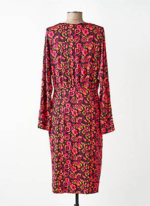 Rochie midi imprimeu fantezie mâneci lungi roz WOW TO GO femeie