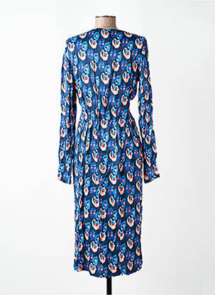 Rochie midi imprimeu fantezie mâneci lungi albastru WOW TO GO femeie