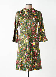 Rochie scurtă imprimeu floral mâneci lungi verde WOW TO GO femeie