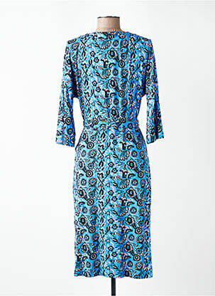 Rochie midi mâneci 3/4 mâneci 3/4 albastru WOW TO GO femeie