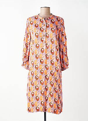 Rochie midi croială fluidă mâneci lungi portocalie WOW TO GO femeie