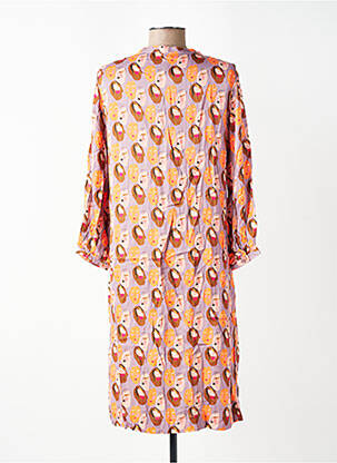 Rochie midi croială fluidă mâneci lungi portocalie WOW TO GO femeie