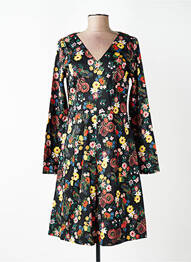 Rochie midi imprimeu floral mâneci lungi negru WOW TO GO femme