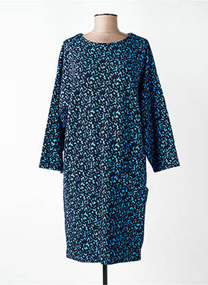 Rochie midi imprimeu fantezie mâneci lungi albastru WOW TO GO femeie