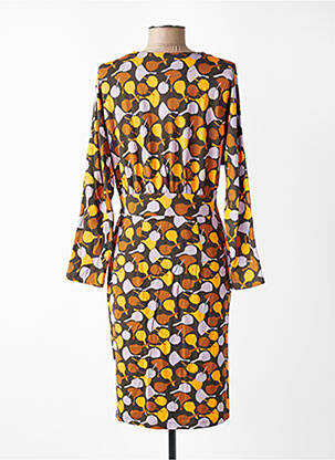 Rochie midi imprimeu fantezie mâneci lungi portocalie WOW TO GO femeie