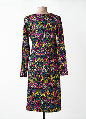Rochie midi imprimeu floral mâneci lungi negru NOMADS femeie