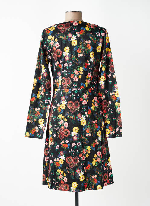 Rochie midi imprimeu floral mâneci lungi negru WOW TO GO femme