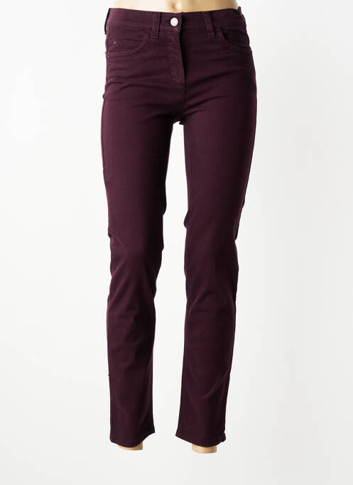 Pantalon slim țesătură poplin mărime normală violet ANNA MONTANA femme