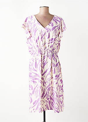 Rochie midi țesătură crep mâneci scurte violet CHRISTY femeie
