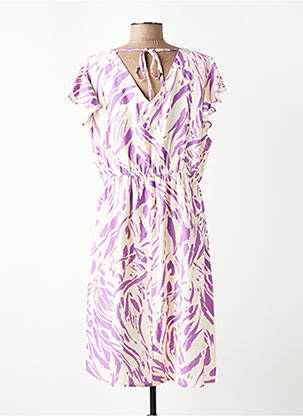 Rochie midi țesătură crep mâneci scurte violet CHRISTY femeie