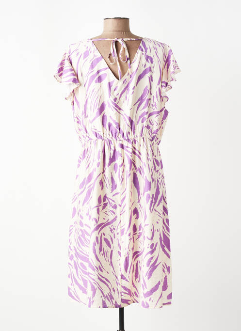 Rochie midi țesătură crep mâneci scurte violet CHRISTY femme