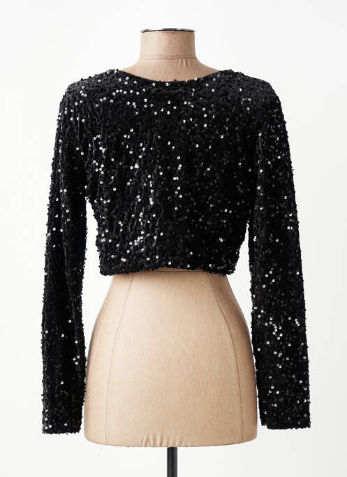 Bolero efect material satinat negru J&L femme