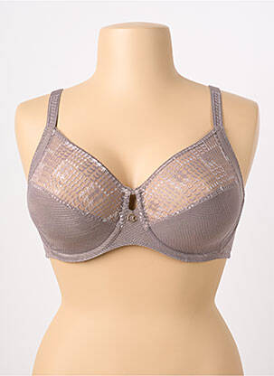 Sutien efect material satinat sutien cupe întregi cu decolteu înalt maro CHANTELLE femme