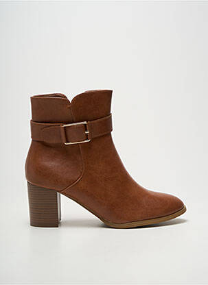 Botine/ghete țesătură satinată toc de 4 la 6 cm maro LADY GLORY femeie