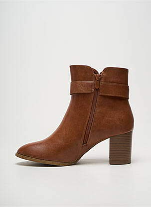 Botine/ghete țesătură satinată toc de 4 la 6 cm maro LADY GLORY femeie