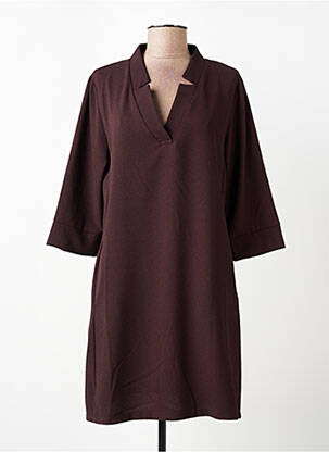 Rochie scurtă mâneci 3/4 mâneci 3/4 maro PAKO LITTO femeie