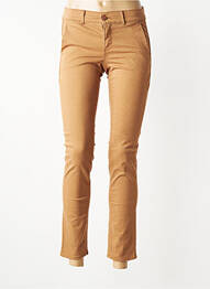 Pantalon chino închidere cu fermoar sub clapetă cu nasturi mărime normală maro HAPPY femme