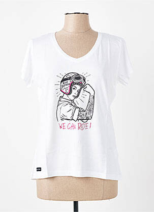 Tricou serigrafie flockată mâneci scurte alb ROSE GARDEN femeie