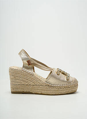 Espadrile țesătură satinată toc de 7 la 9 cm auriu VIDORRETA femeie