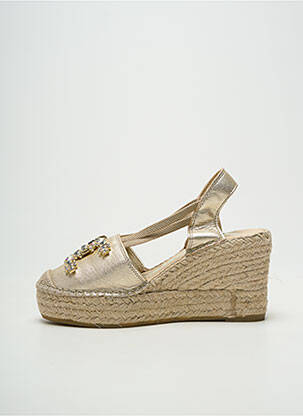 Espadrile țesătură satinată toc de 7 la 9 cm auriu VIDORRETA femeie