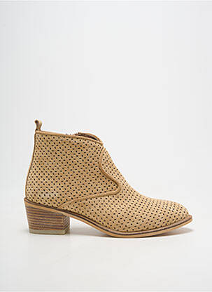 Botine/ghete vârf rotund toc de 4 la 6 cm bej ALPE femeie