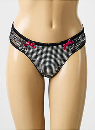 Tanga efect material satinat negru LOU femeie