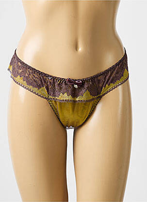 Tanga efect material satinat verde LEJABY femeie