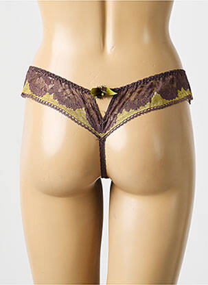 Tanga efect material satinat verde LEJABY femeie