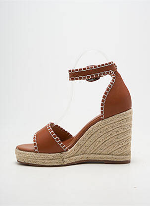 Espadrile țesătură satinată toc înalt de 10cm și mai mult maro SUNCOO femeie