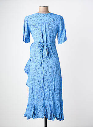 Rochie midi țesătură crep mâneci scurte albastru POMODORO femeie