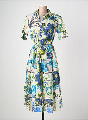 Rochie midi imprimeu floral mâneci scurte albastru POMODORO femeie
