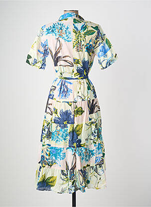 Rochie midi imprimeu floral mâneci scurte albastru POMODORO femeie