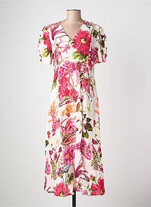 Rochie midi imprimeu floral mâneci scurte roșu POMODORO femeie