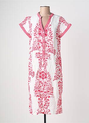 Rochie midi imprimeu floral mâneci scurte roz POMODORO femeie
