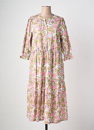 Rochie midi imprimeu floral mâneci 3/4 roz JENSEN femeie