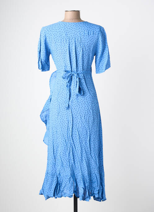 Rochie midi țesătură crep mâneci scurte albastru POMODORO femme