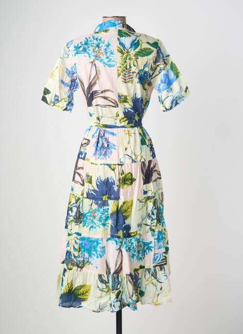 Rochie midi imprimeu floral mâneci scurte albastru POMODORO femme