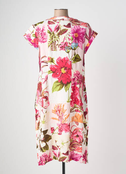 Rochie midi imprimeu floral mâneci scurte roz POMODORO femme