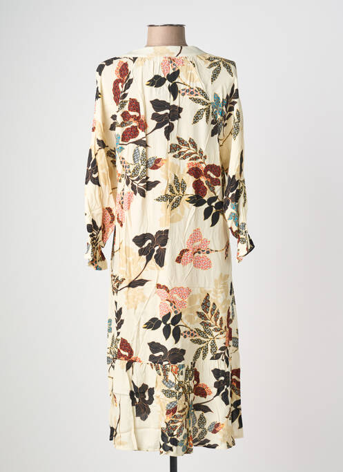Rochie midi imprimeu floral mâneci lungi bej POMODORO femme