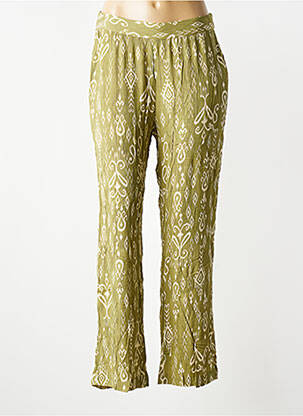 Pantalon drept talie elastică mărime normală verde POMODORO femeie