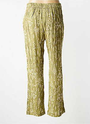 Pantalon drept talie elastică mărime normală verde POMODORO femeie