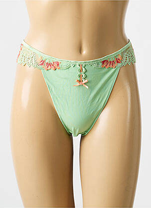 Tanga efect material satinat verde SIMONE PERELE femeie