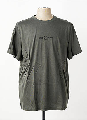 Tricou broderie mâneci scurte gri FRED PERRY homme