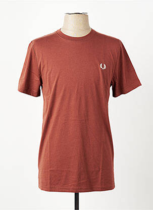 Tricou broderie mâneci scurte maro FRED PERRY homme