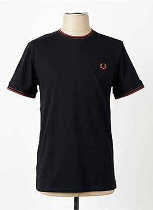 Tricou broderie mâneci scurte negru FRED PERRY homme