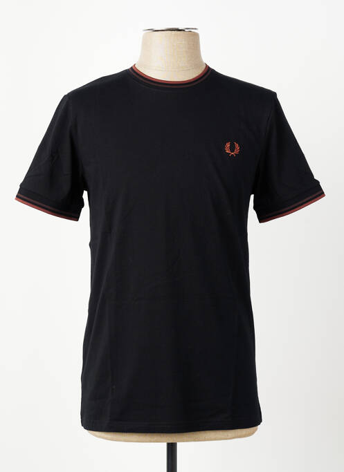 Tricou broderie mâneci scurte negru FRED PERRY homme