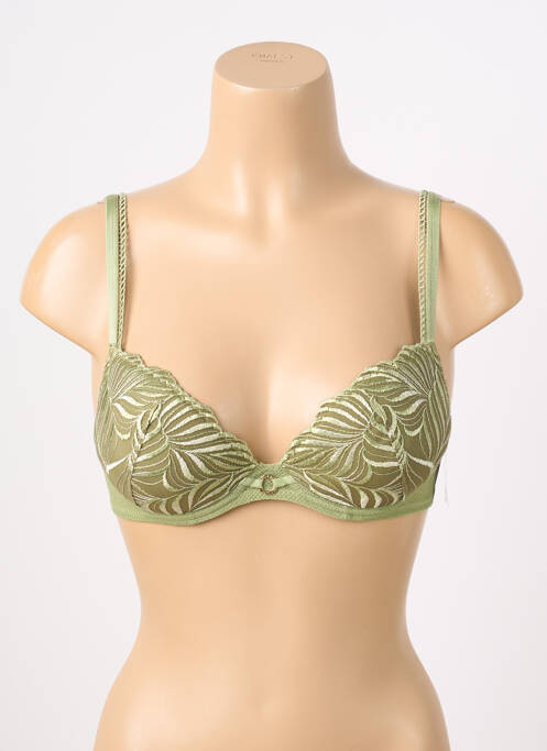 Sutien efect material satinat top sutien push-up verde AUBADE femme