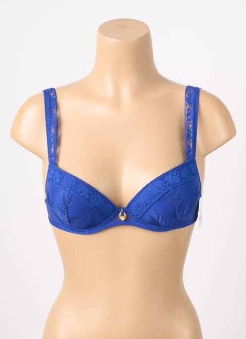 Sutien efect material satinat sutien balconet cu decolteu înalt albastru AUBADE femme